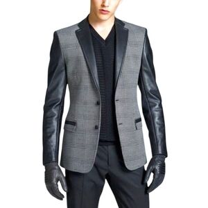 Versace Collection Men Plaid Blazer Size 48C Two Button Dual Back Vents Lined